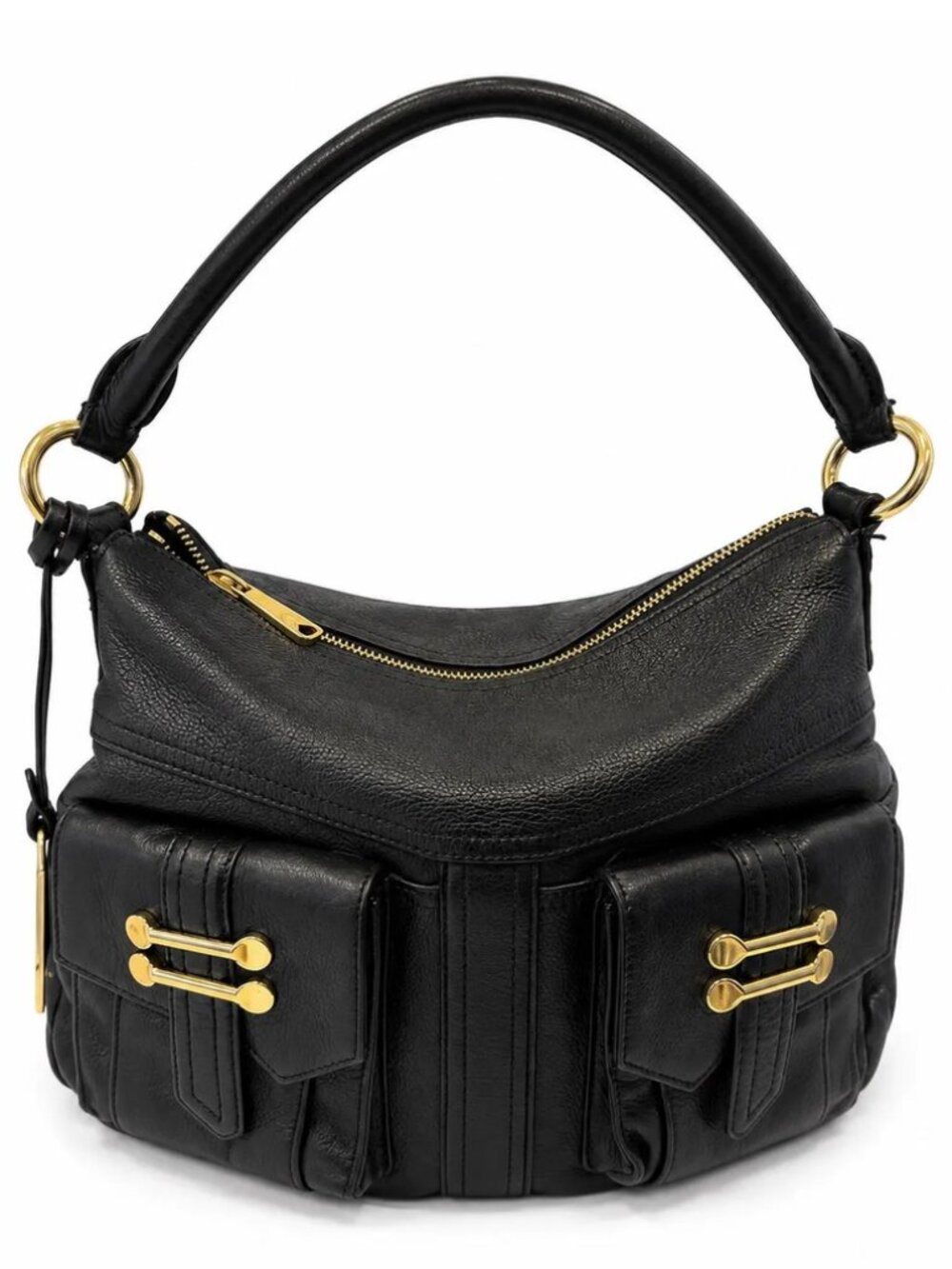 BN Lauren Ralph Lauren Bermondsey Black Pebbled Leather Hobo Bag